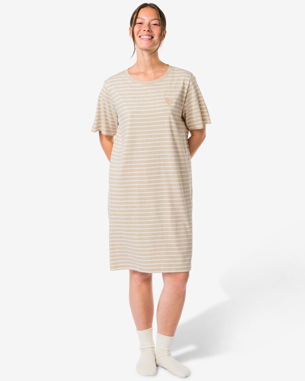 chemise de nuit femme jersey rayures naturel naturel - 23401185NATURAL - HEMA