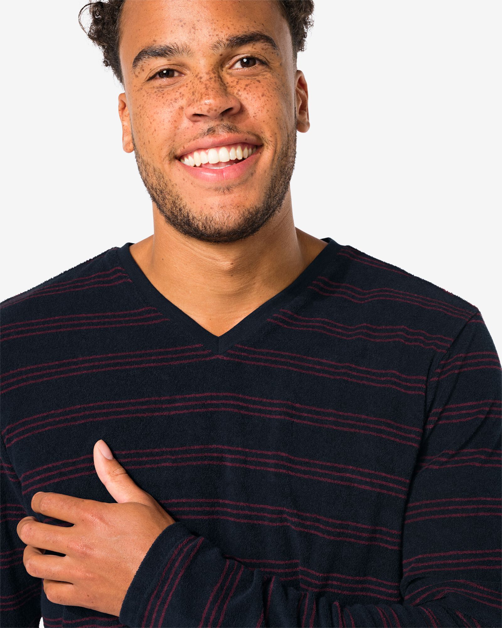 pyjama homme &eacute;ponge &agrave; rayures bleu fonc&eacute; bleu fonc&eacute; - 23601140DARKBLUE - HEMA