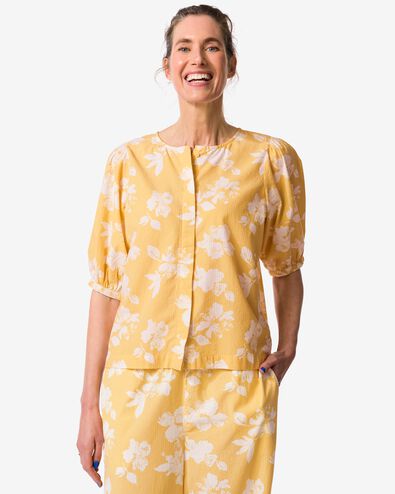 damesblouse Taylor seersucker bloemen perzik perzik - 36203780PEACH - HEMA