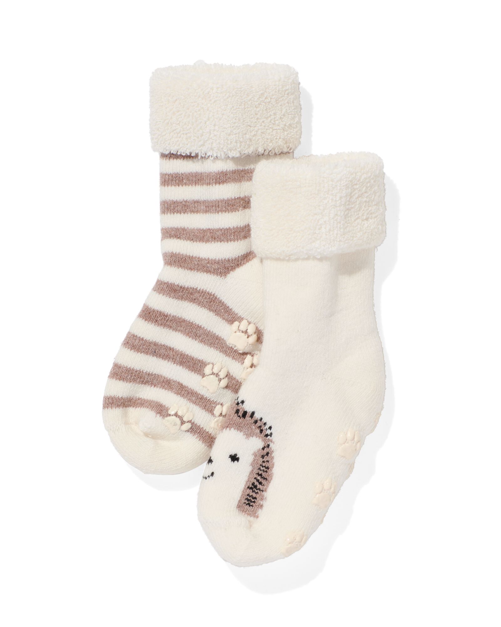 2 paires de chaussettes bébé avec tissu éponge beige 0-3 m - 4720011 - HEMA