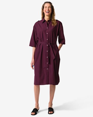 Damen-Blusenkleid Daisy, Relaxed Fit bordeauxrot bordeauxrot - 36207780BURGUNDYRED - HEMA
