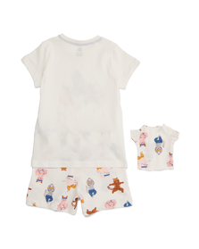 Kinder-Kurzpyjama, Katzen, mit Puppen-Nachthemd eierschalenfarben eierschalenfarben - 1000030186 - HEMA