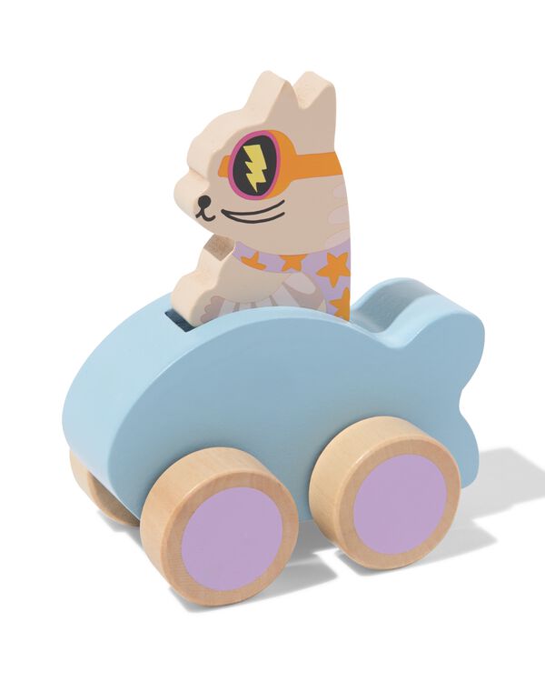 voiture avec chat superh&eacute;ros 10x12x6,5cm bois - 15100491 - HEMA
