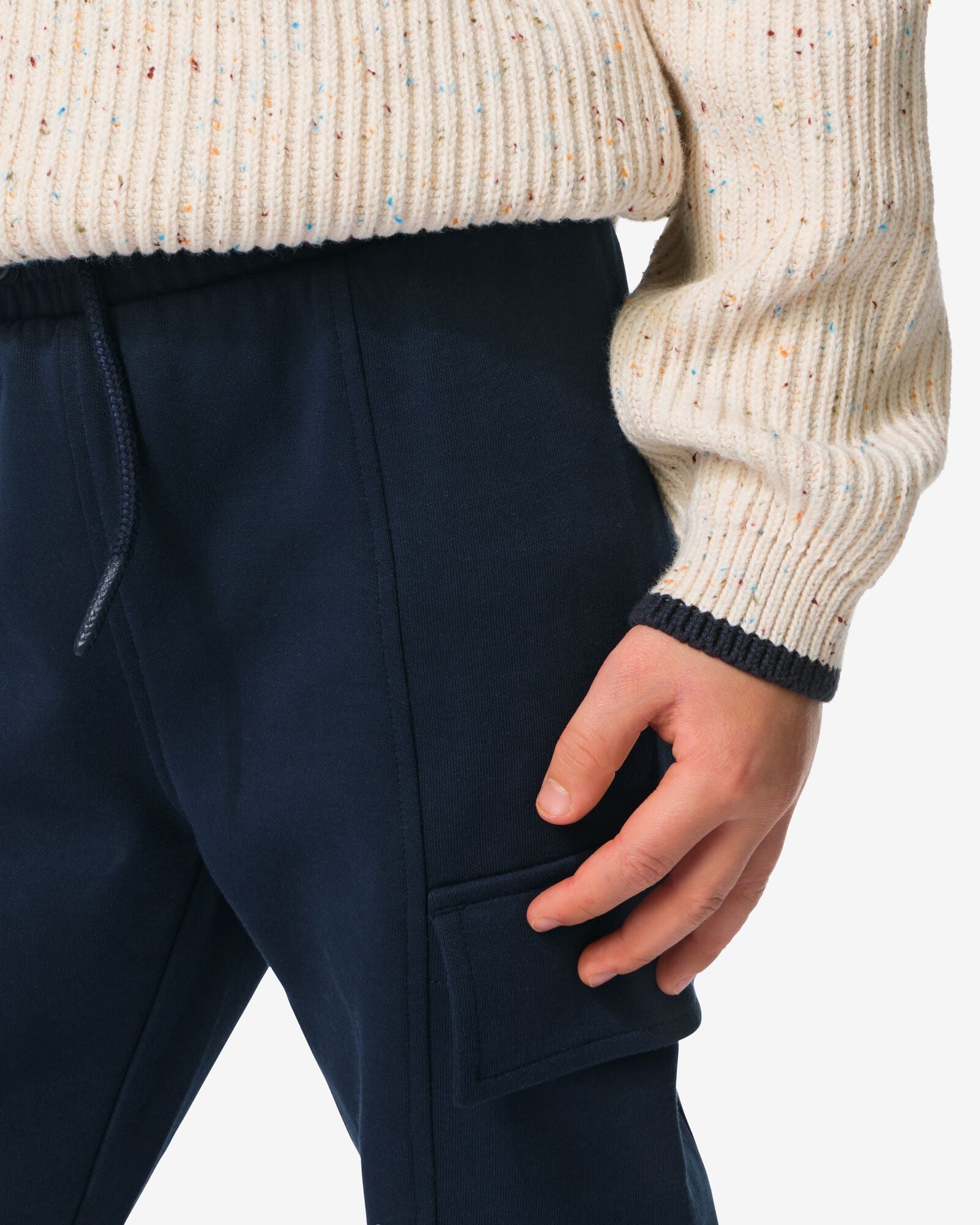kinderbroek cargo regular fit donkerblauw donkerblauw - 30711808DARKBLUE - HEMA