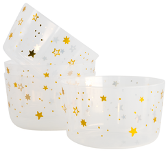 4 pots en plastique réutilisables - Ø11x6.5 étoiles dorées - 25670013 - HEMA