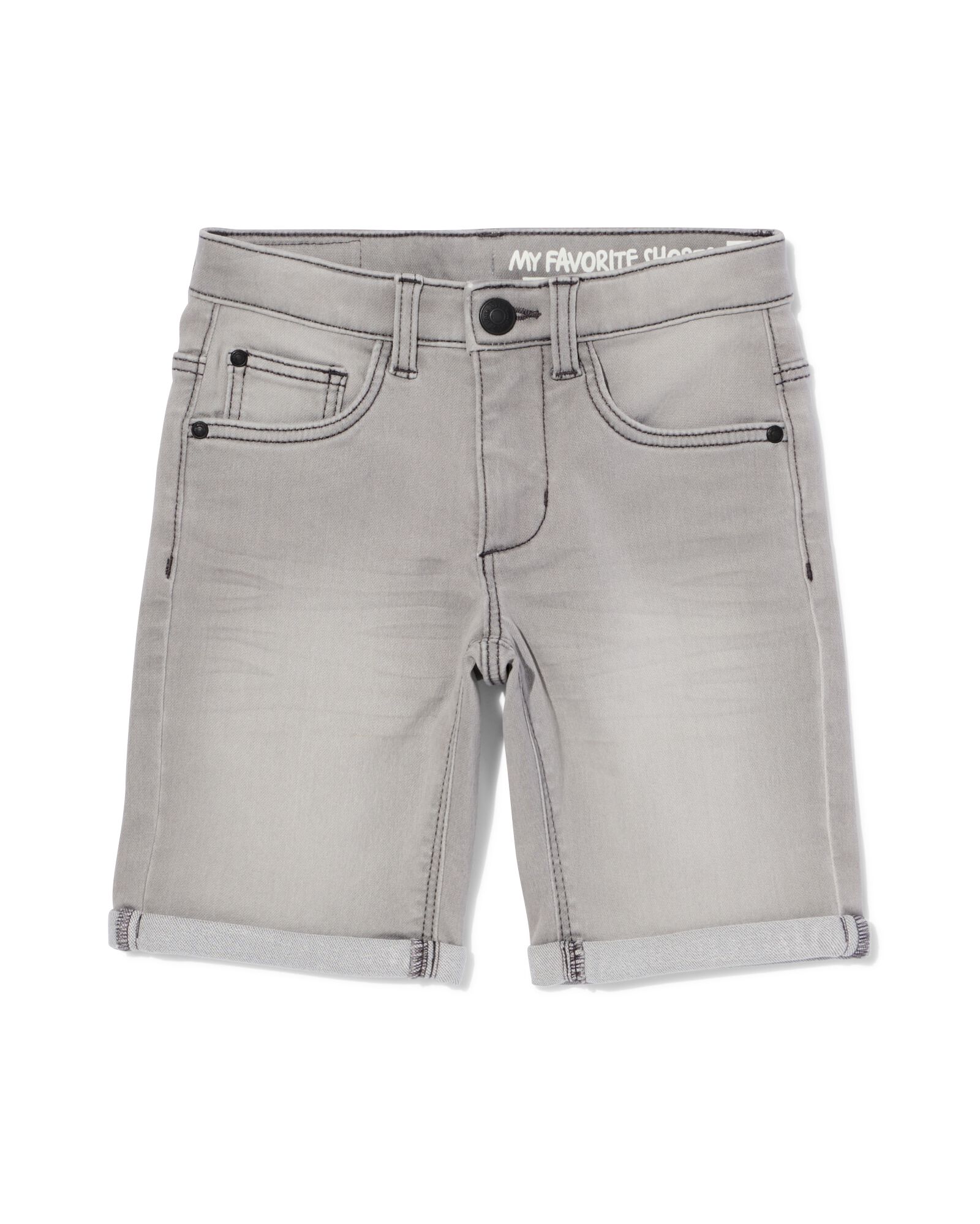 kindershort jogdenim grijs grijs - 1000023202 - HEMA