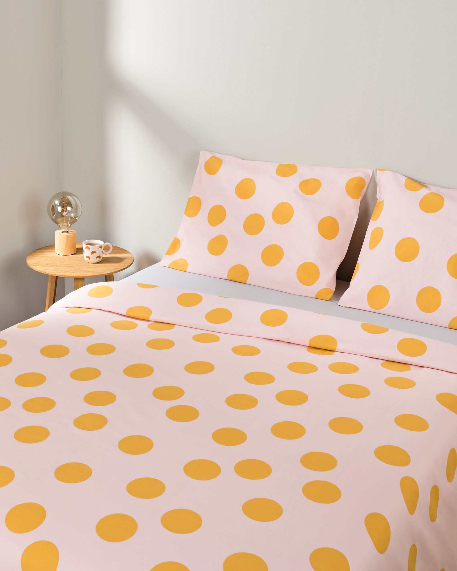 dekbedovertrek 240x200/220cm zacht katoen stippen roze - 5750145 - HEMA