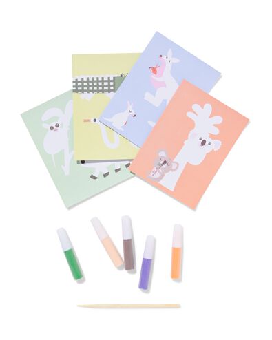 cartes peinture &agrave; grain fantaisie - 4 pi&egrave;ces - 15900513 - HEMA
