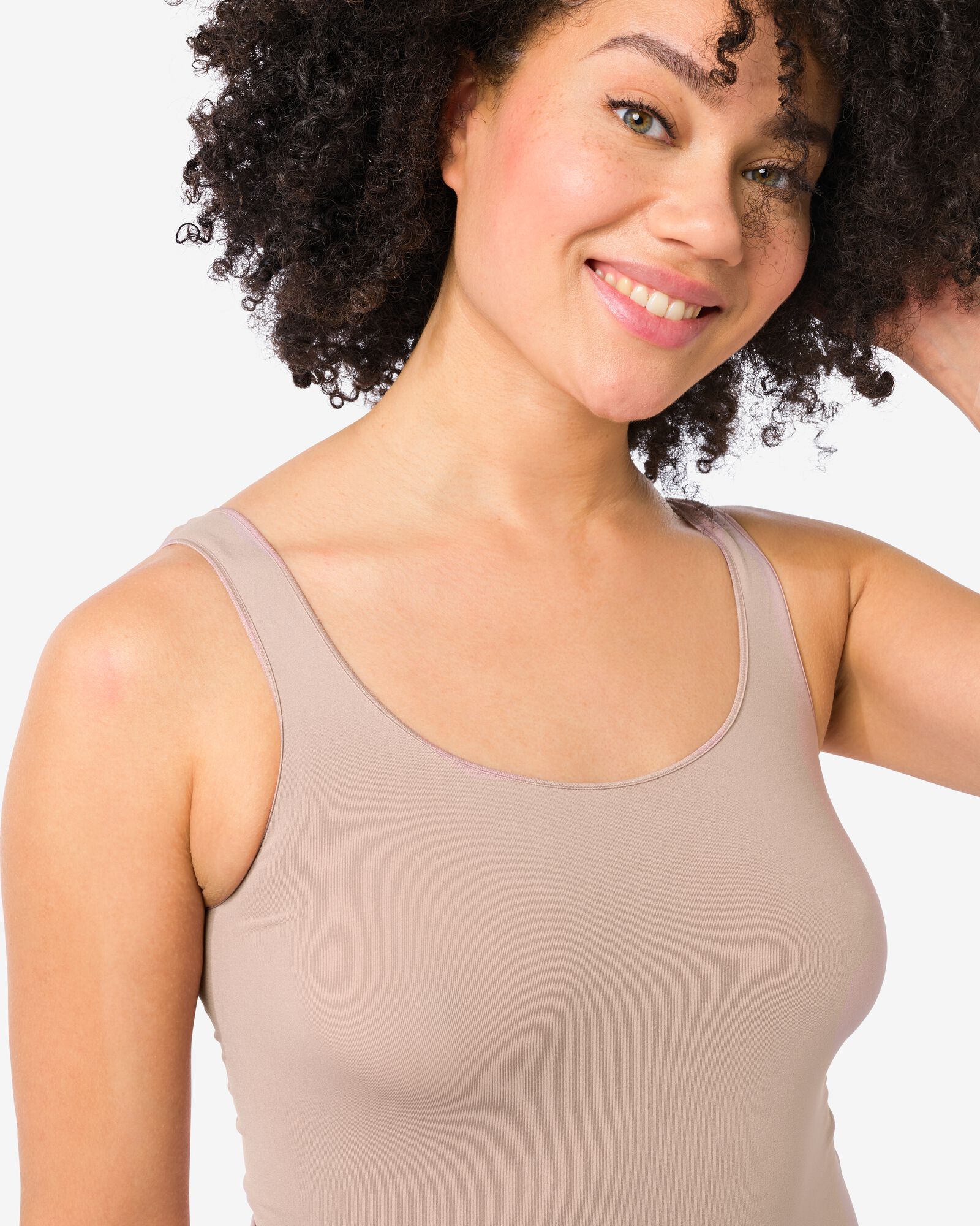 dameshemd naadloos micro beige beige - 19601014BEIGE - HEMA