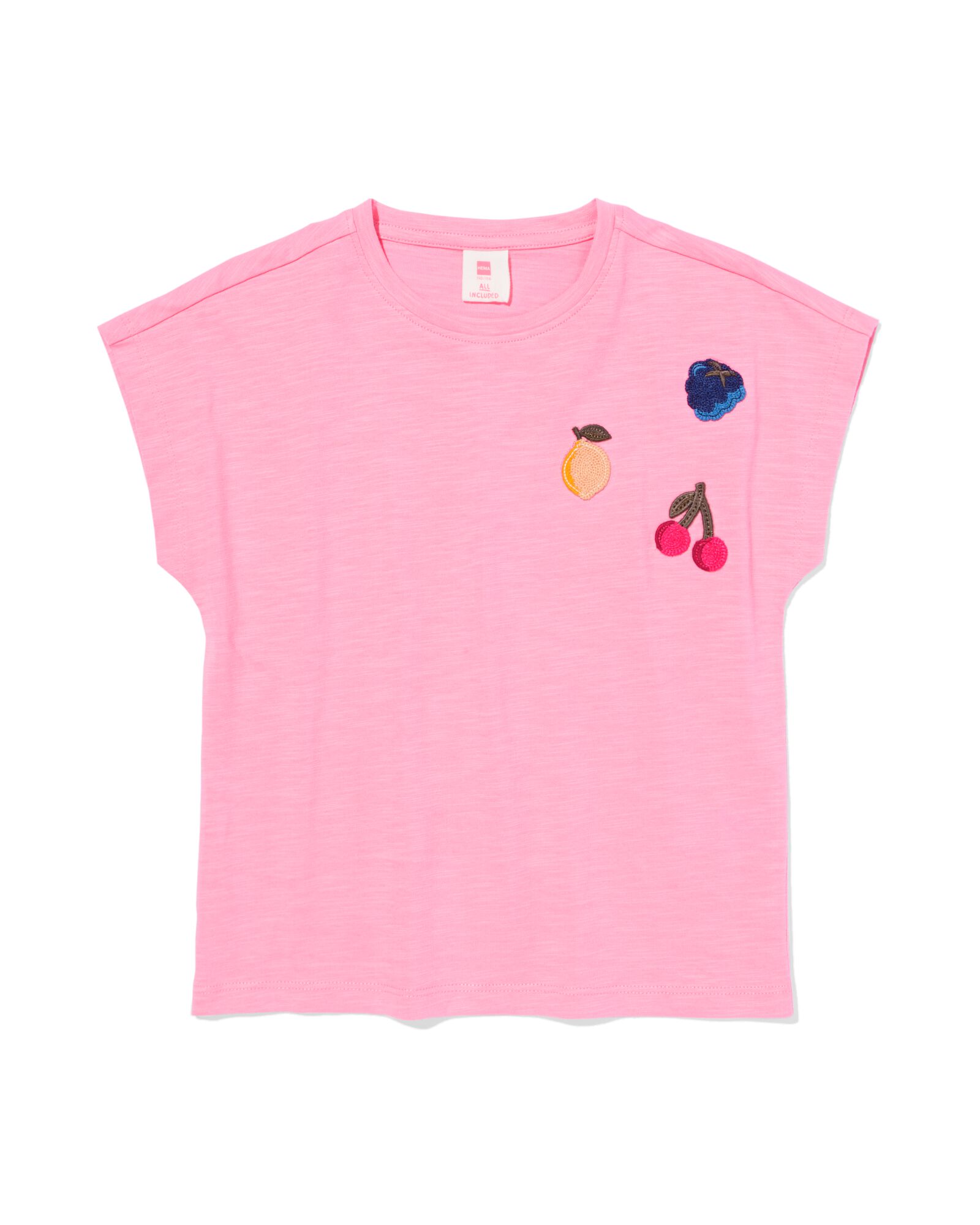 Kinder-T-Shirt, Jersey, Fr&uuml;chte rosa rosa - 30843070PINK - HEMA