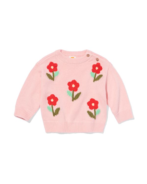 babytrui fijngebreid bloemen lichtroze - 33059770LIGHTPINK - HEMA