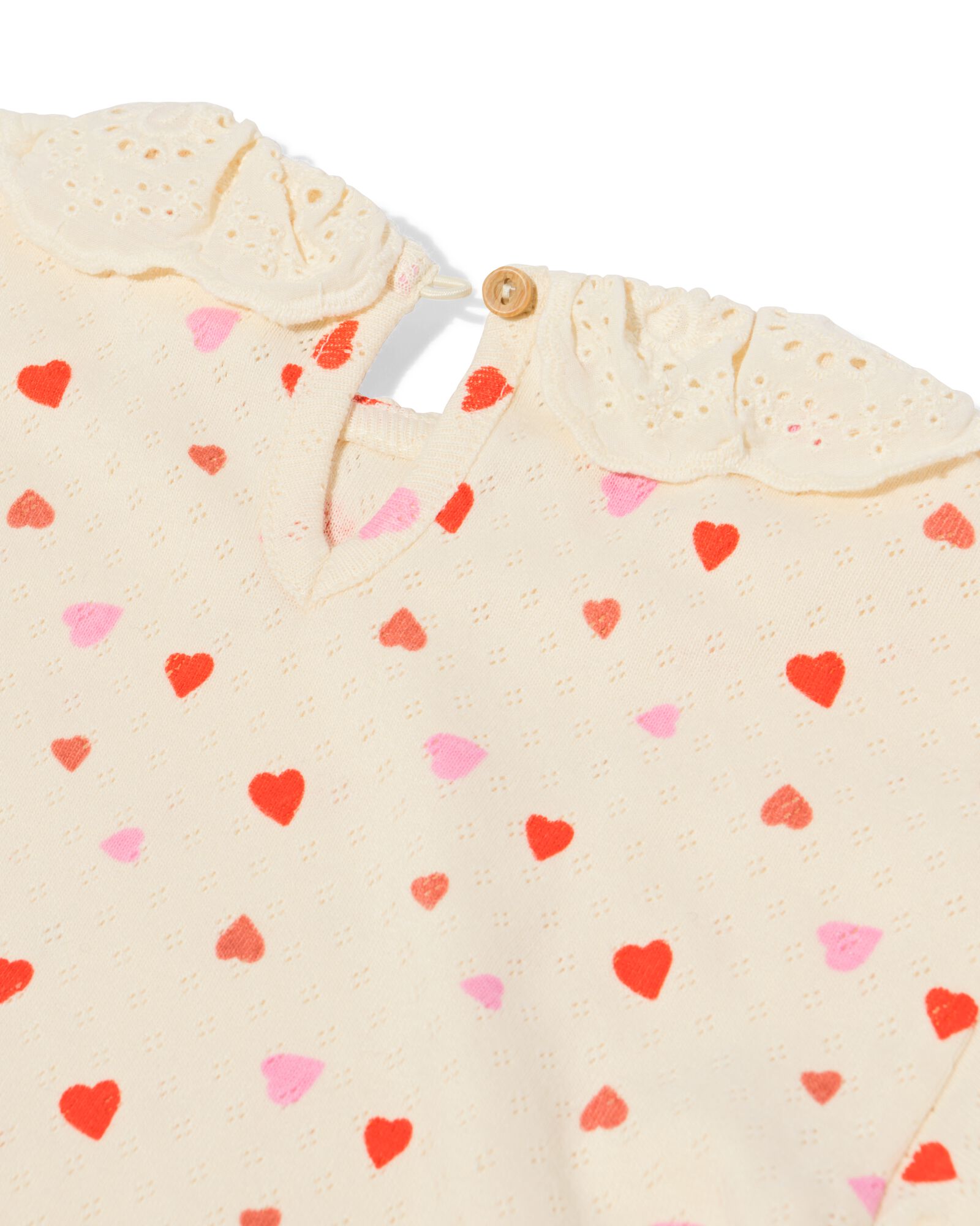 t-shirt nouveau-n&eacute; avec col c&oelig;urs &eacute;cru - 33427620ECRU - HEMA