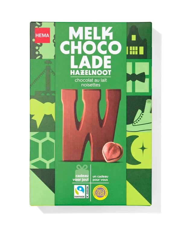 chocoladeletter melk hazelnoot W 140g - 24414123 - HEMA