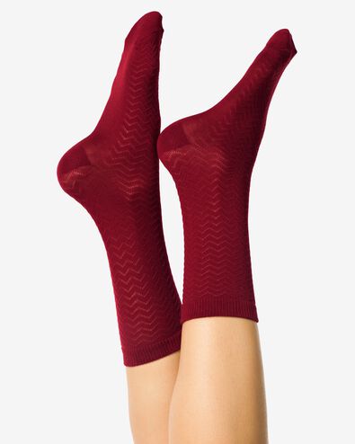chaussettes zigzag pour femmes - 5 paires rouge fonc&eacute; - 4280615DARKRED - HEMA