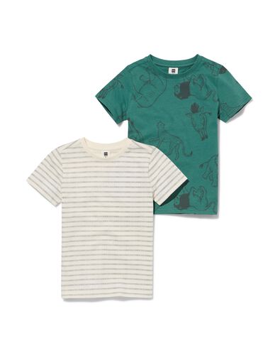 2 t-shirts enfant rayures/savane vert vert - 1000030919 - HEMA