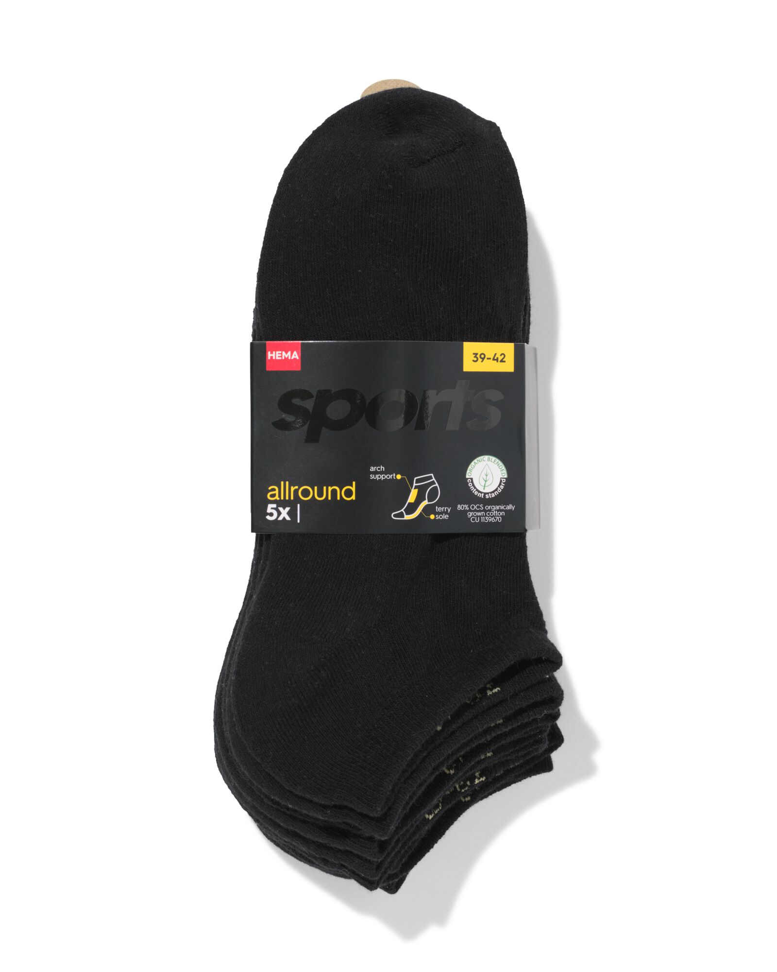 heren enkelsokken sport - 5 paar zwart zwart - 1000028315 - HEMA