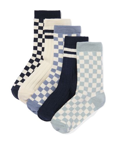 5 paires de chaussettes enfant avec du coton bleu foncé 31/34 - 4320113 - HEMA