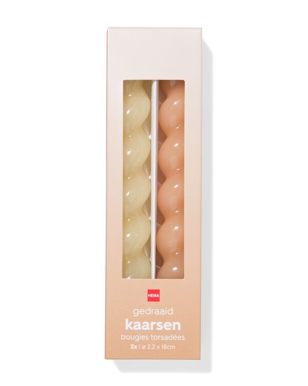 huishoudkaarsen ⌀2.2x20cm draai naturel - 2 stuks - 13506127 - HEMA