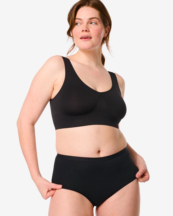 dames tailleslips stretch katoen - 2 stuks zwart zwart - 1000030326 - HEMA