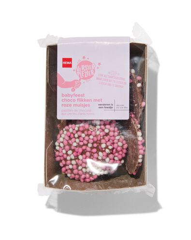 décoration pour gâteau - pastilles en chocolat - fête bébé rose - 10280025 - HEMA
