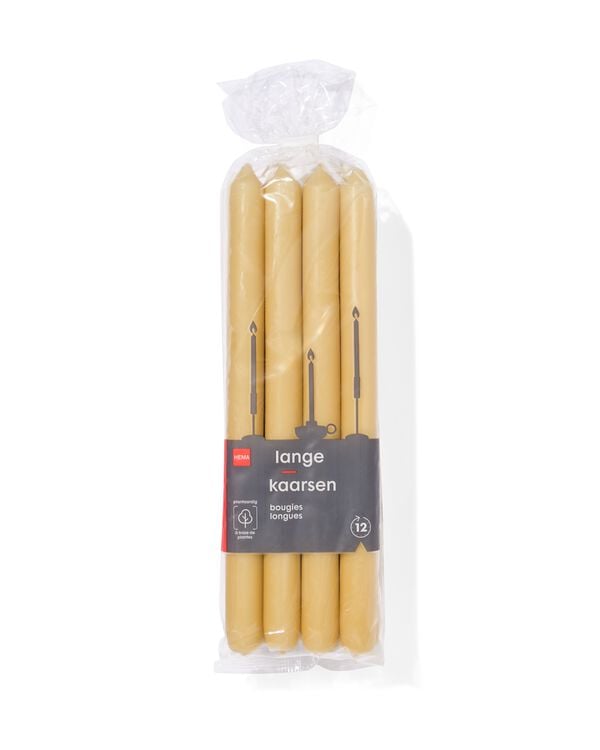 bougie longue &Oslash;2,2x29cm jaune clair - 12 pi&egrave;ces - 13504228 - HEMA