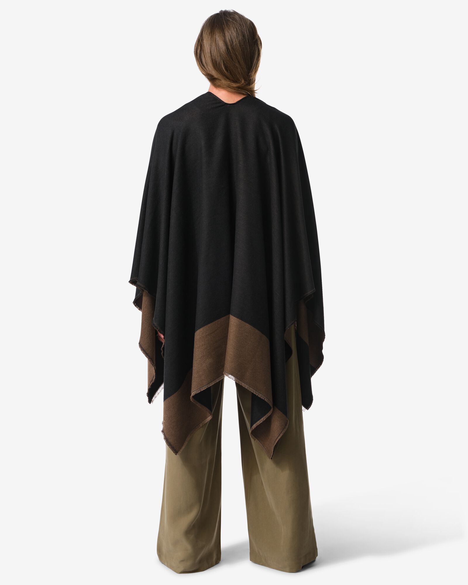 omkeerbare damesponcho bruin-zwart  - 16451053 - HEMA