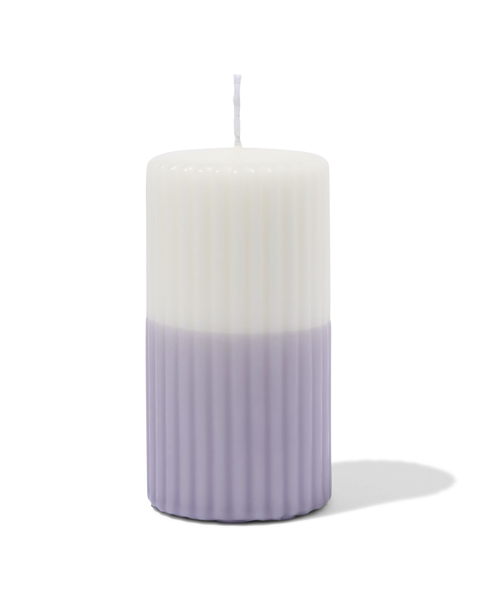 bougie cylindrique &Oslash; 7 x 13 cm nervures ivoire-lilas - 13509073 - HEMA