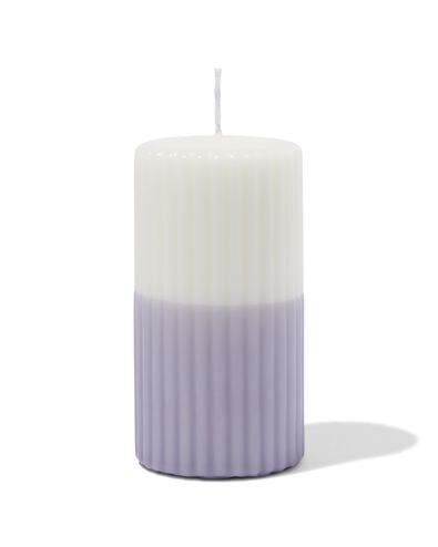bougie cylindrique &Oslash; 7 x 13 cm nervures ivoire-lilas - 13509073 - HEMA