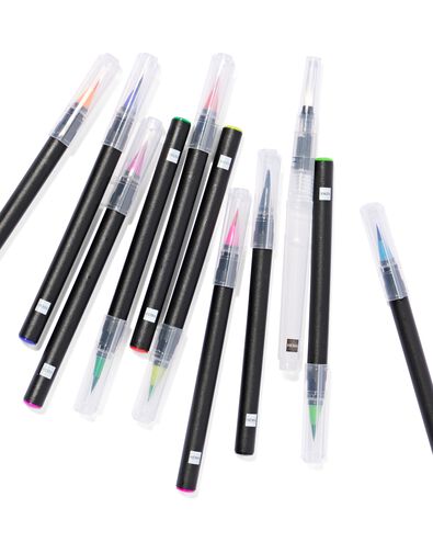 brushpennen en hervulbare waterpenselen 26-delig - 60720036 - HEMA