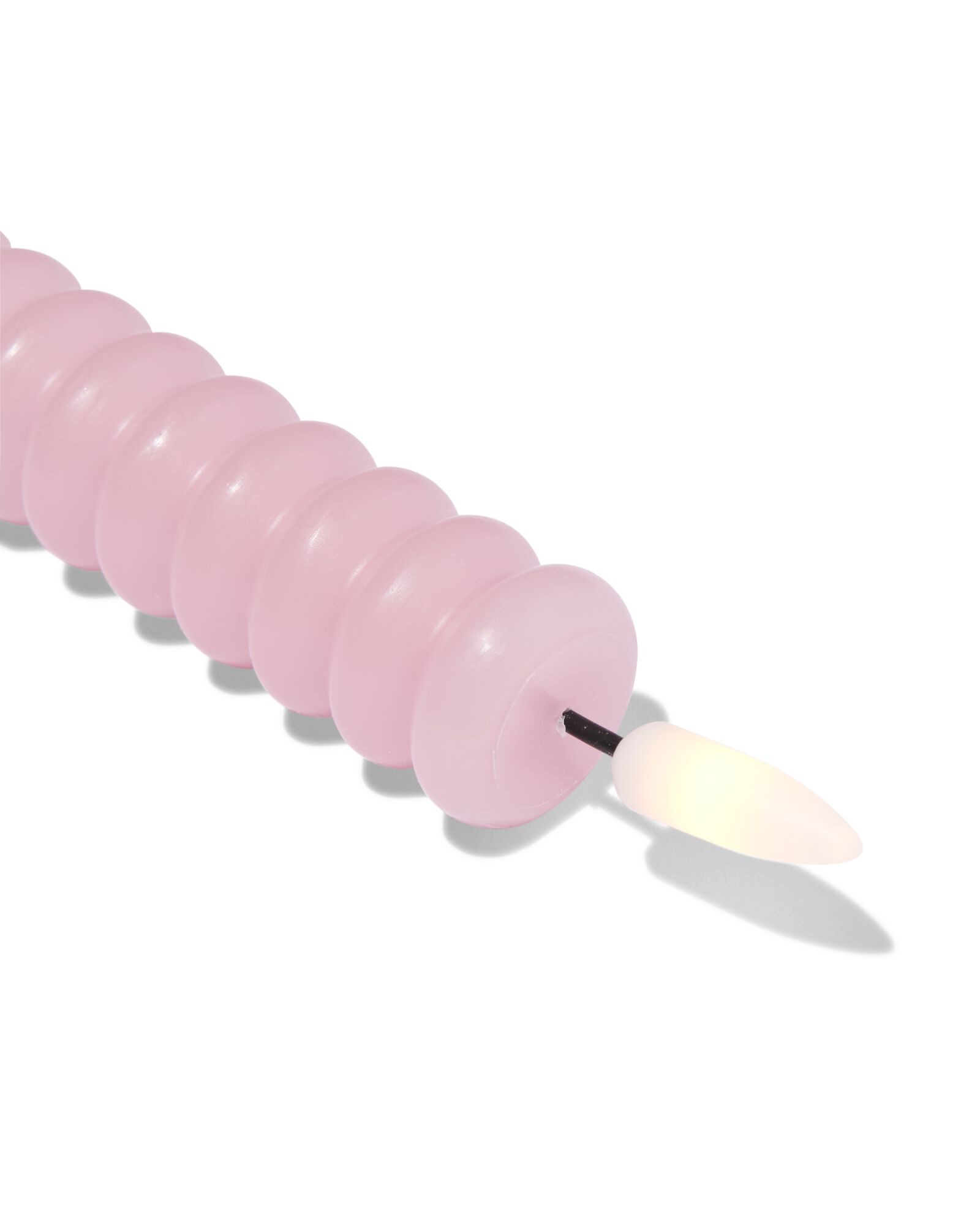 bougie LED longue ⌀2,3 x 29 cm nervur&eacute;e rose clair - 13550156 - HEMA