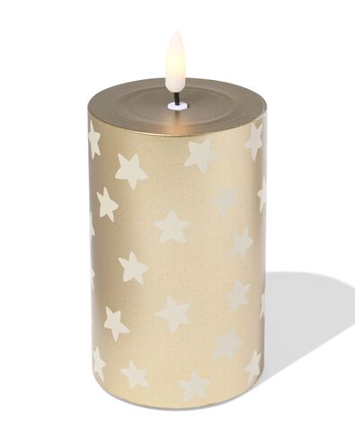 LED, Stumpenkerze, 7,5 &times; 12 &times; 7,5 cm, Stern, gold - 25500079 - HEMA