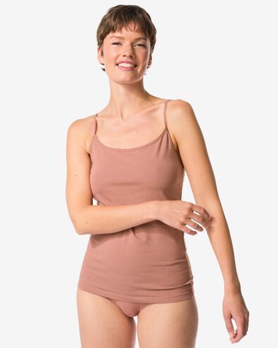 Damenhemd aus Baumwolle mit Spaghettitr&auml;gern hellbraun - 19690554LIGHTBROWN - HEMA