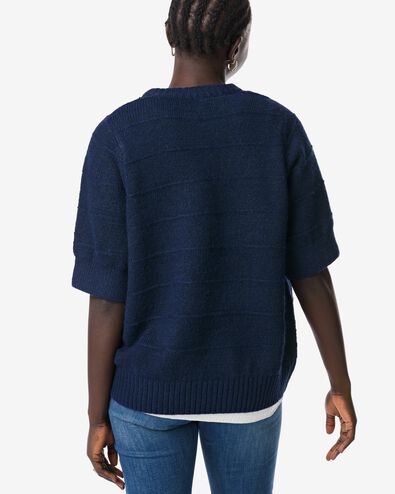 pull femme Fyra en maille  bleu fonc&eacute; - 36207240DARKBLUE - HEMA