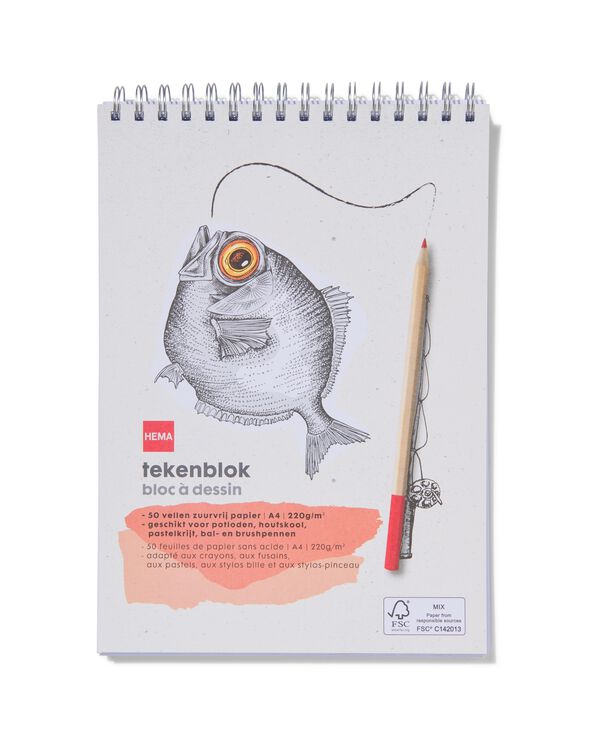 schetsboek met spiraal A4 220gr - 60720074 - HEMA