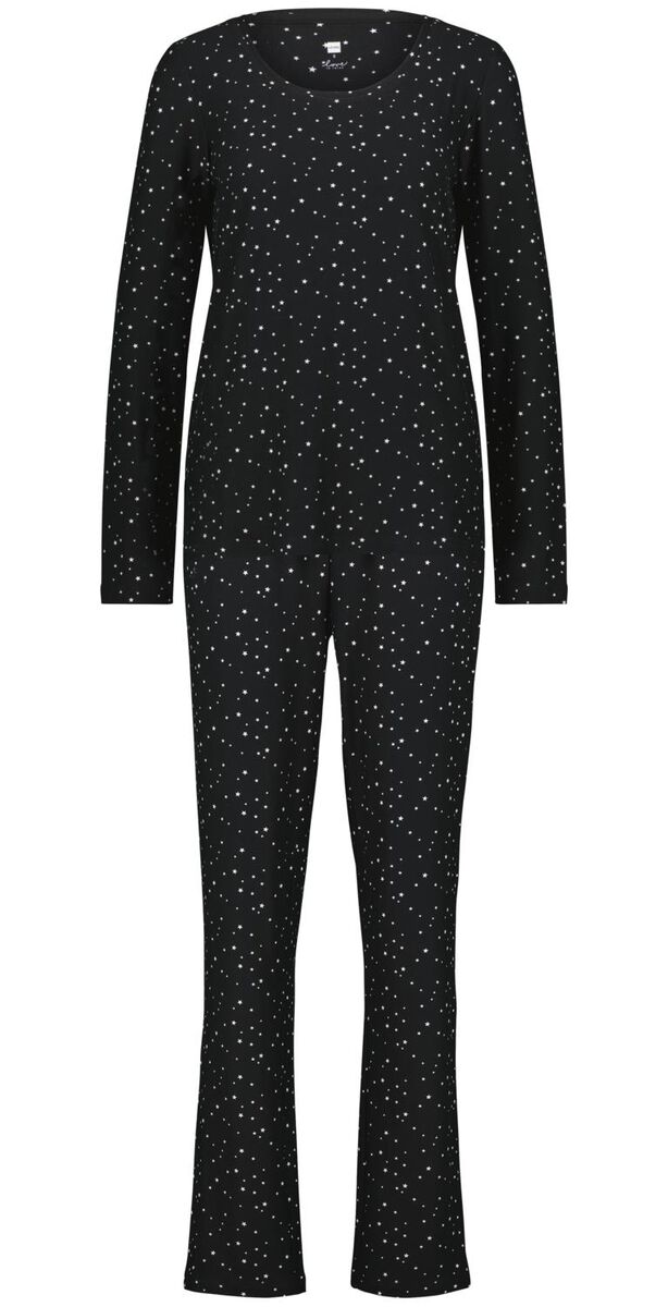 Damen-Pyjama, Sterne schwarz L - 23421053 - HEMA