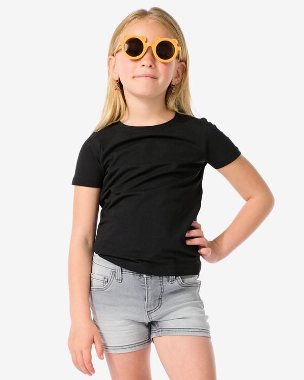 kinder t-shirts biologisch katoen - 2 stuks zwart zwart - 30835731BLACK - HEMA