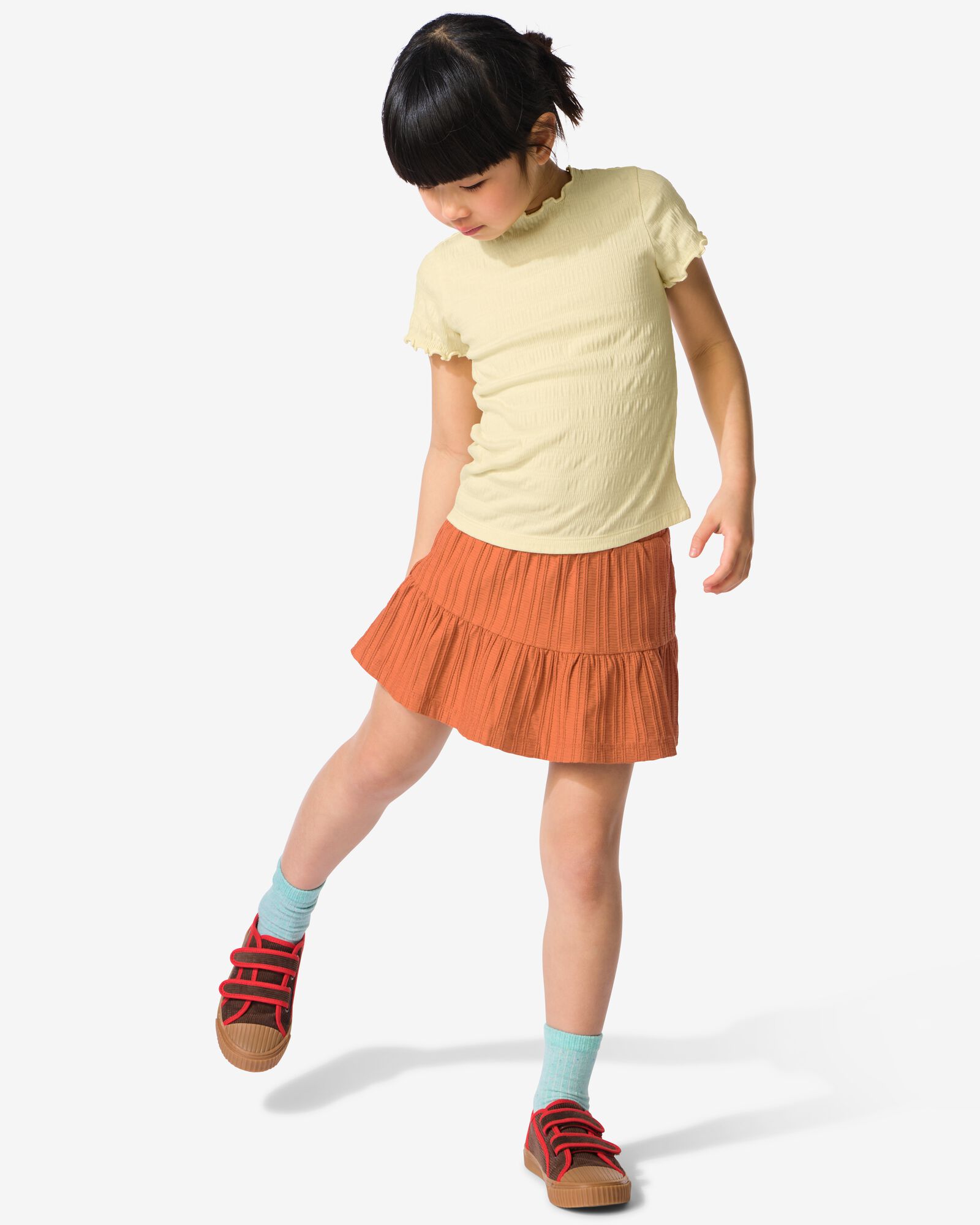 kinderbroekrok A-lijn rib bruin bruin - 30849626BROWN - HEMA