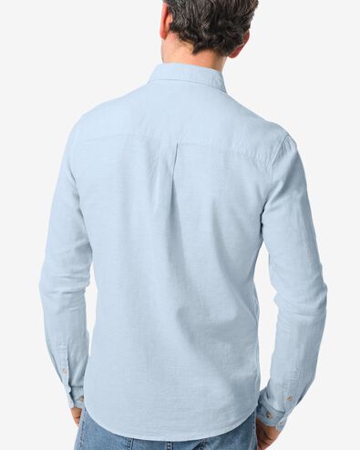 herenoverhemd met linnen lichtblauw XL - 2112443 - HEMA