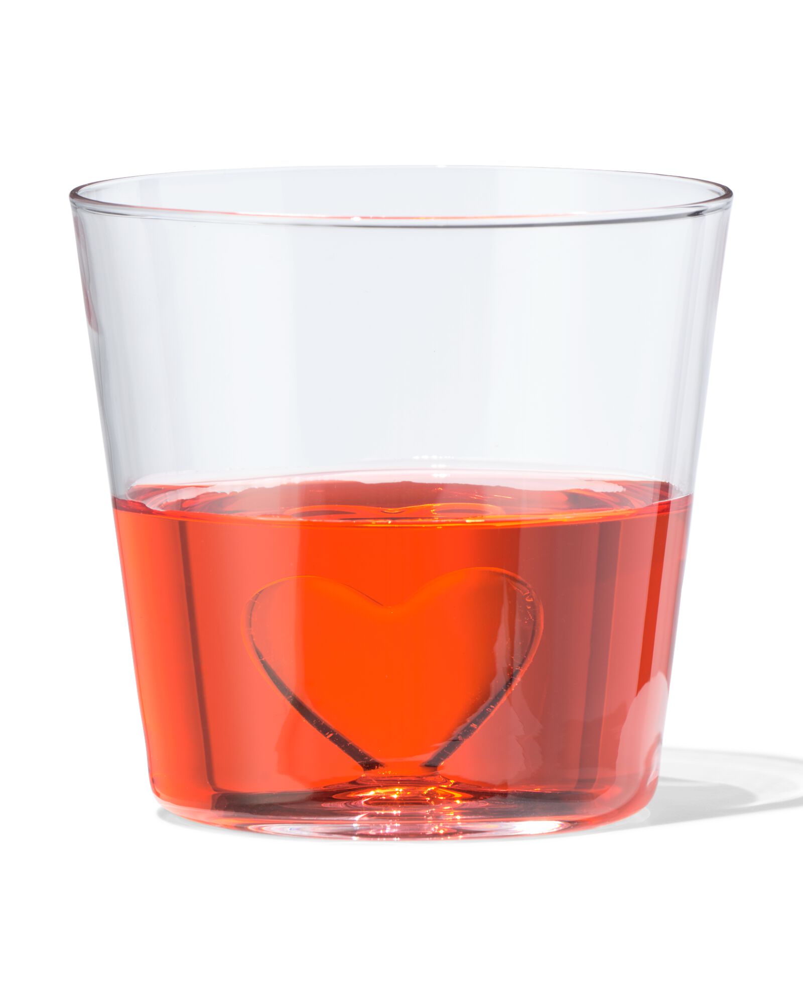 waterglas ⌀8.5x8cm glas liefde hartje in bodem  - 60800113 - HEMA