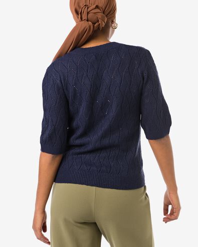 damesvest Golda ajour donkerblauw donkerblauw - 36205780DARKBLUE - HEMA