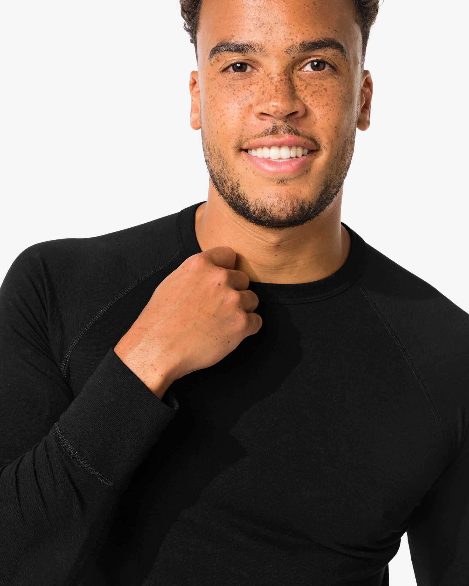 t-shirt thermique homme noir noir - 1000000966 - HEMA