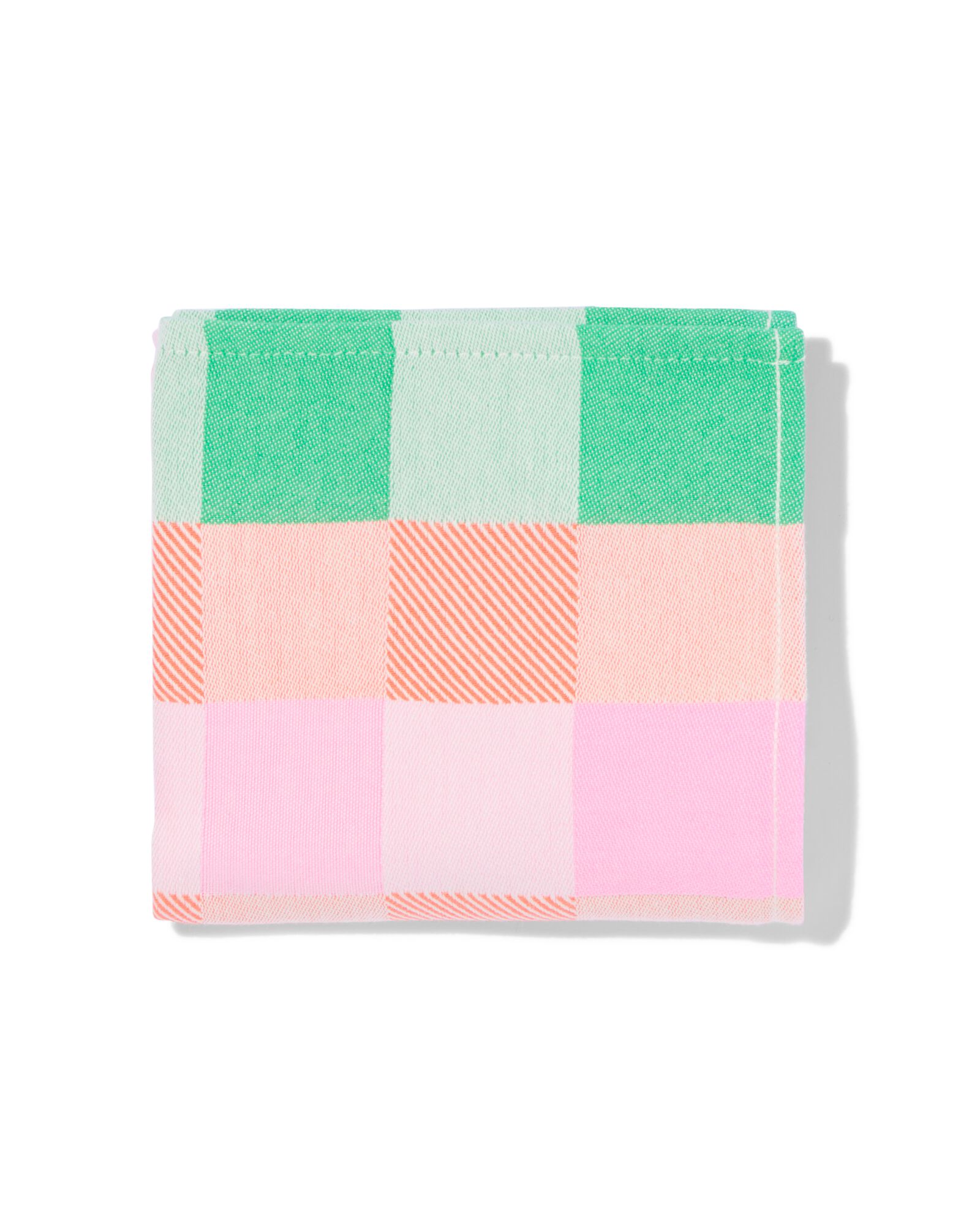 theedoek 65x65cm katoen ruiten roze - 5440010 - HEMA