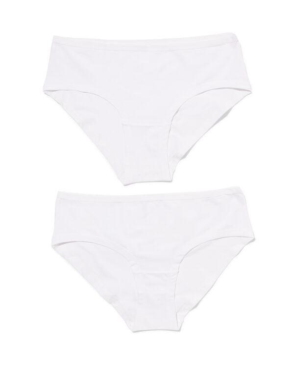 2er-Pack Damen-Hipster, Baumwolle/Elasthan wei&szlig; wei&szlig; - 1000030309 - HEMA