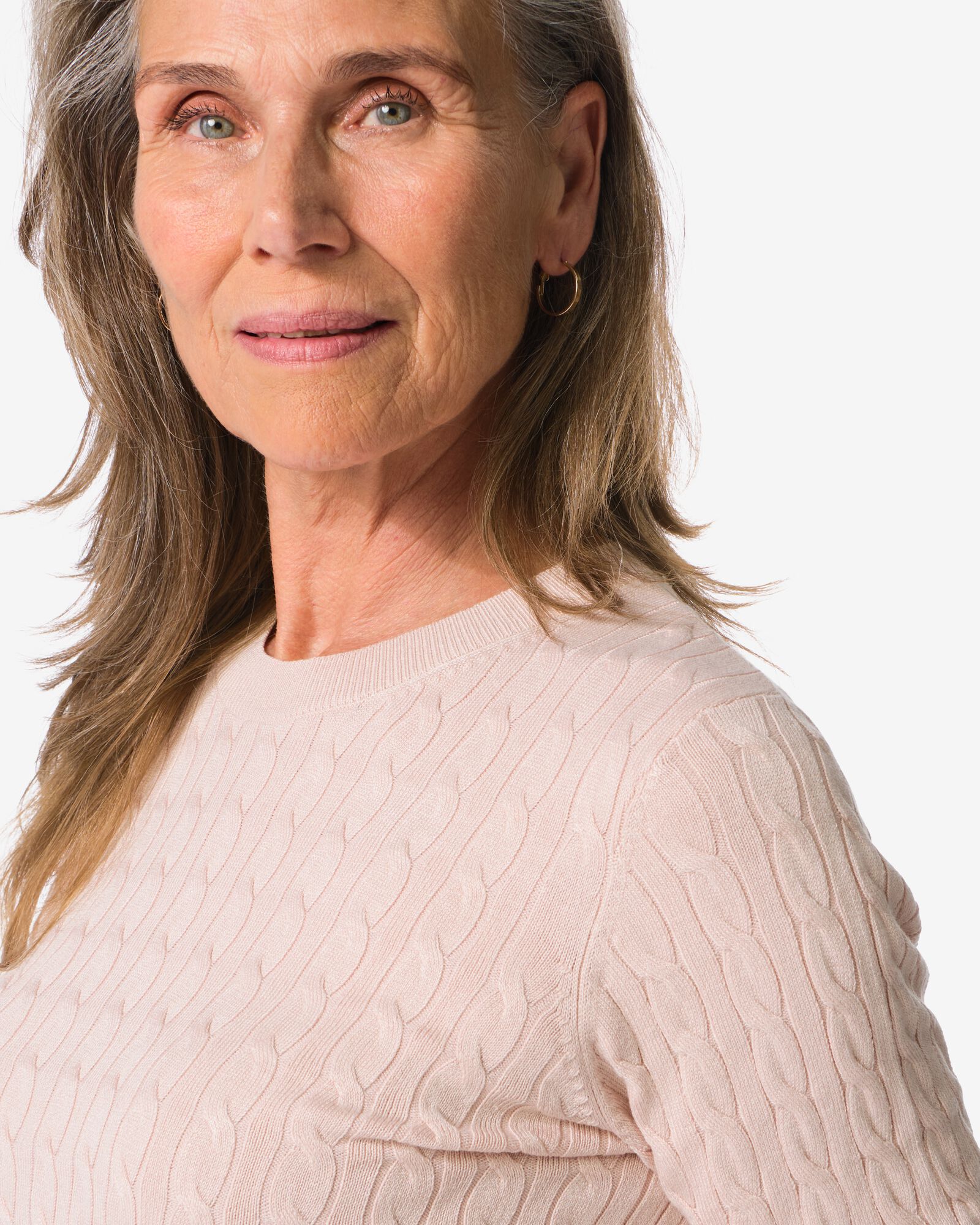 Damenpullover mit Zopfmuster Fally lachsfarben - 36201560SALMONPINK - HEMA