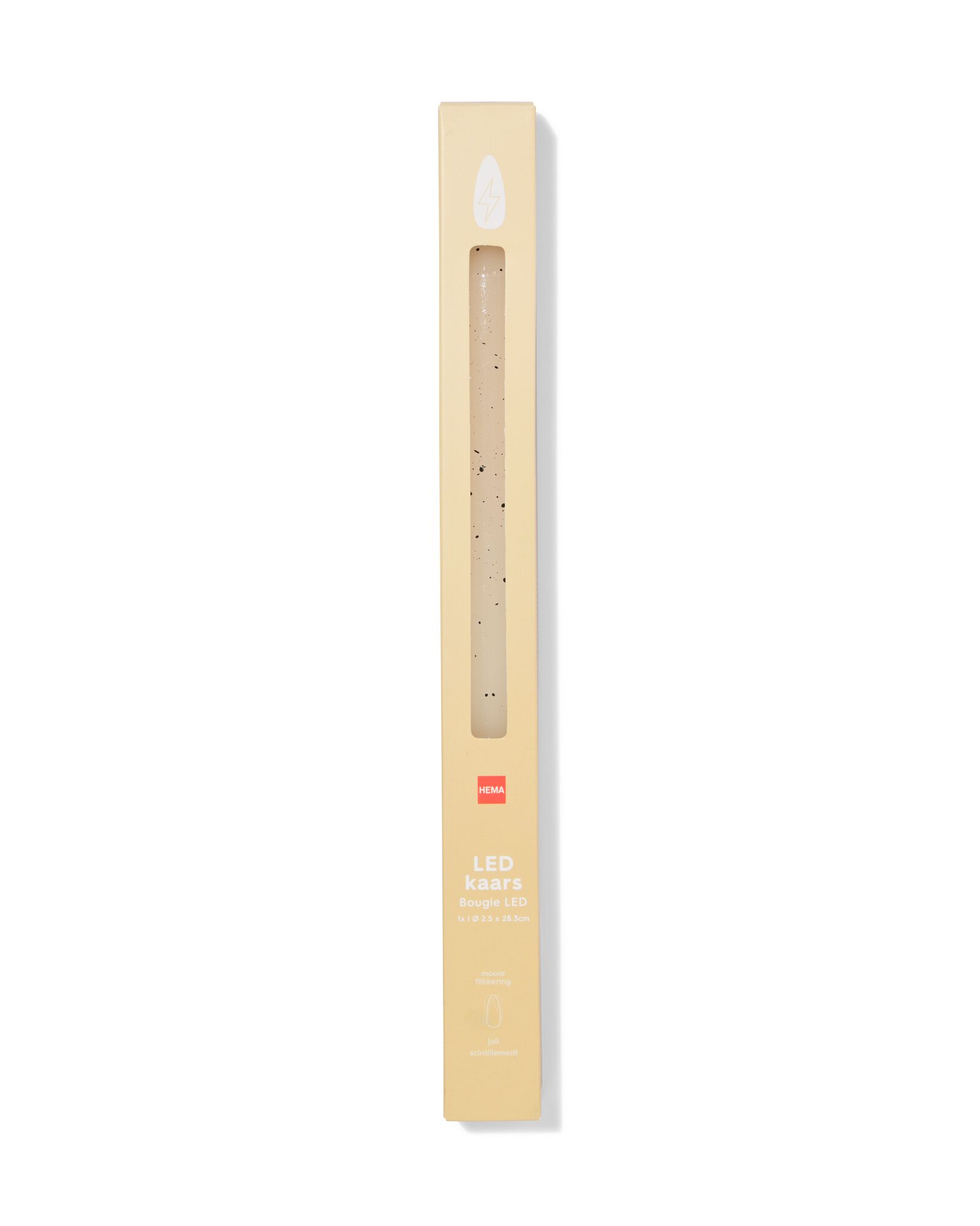 bougie longue LED ⌀2,3x29cm lisse moucheture ivoire - 13550157 - HEMA