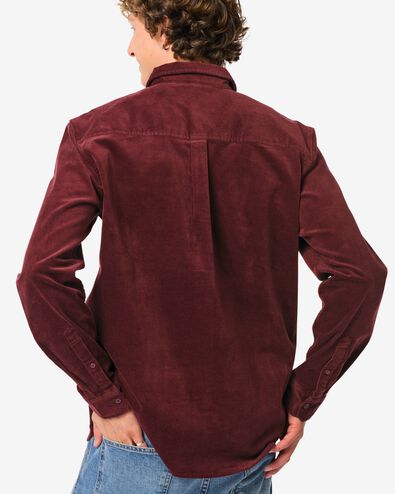 herenoverhemd corduroy bordeauxrood - 2170730BURGUNDYRED - HEMA