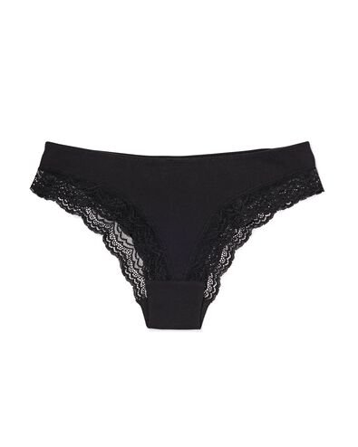 Damen-Brazilian, gerippt, mit Spitze schwarz schwarz - 21900245BLACK - HEMA
