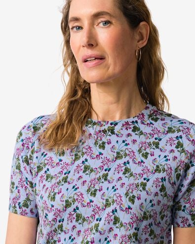 pull femme Fally maille fine fleurs bleu clair bleu clair - 36303460LIGHTBLUE - HEMA