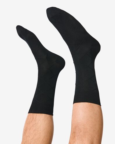 2er-Pack Herren-Socken, glänzende Baumwolle schwarz - 1000009298 - HEMA