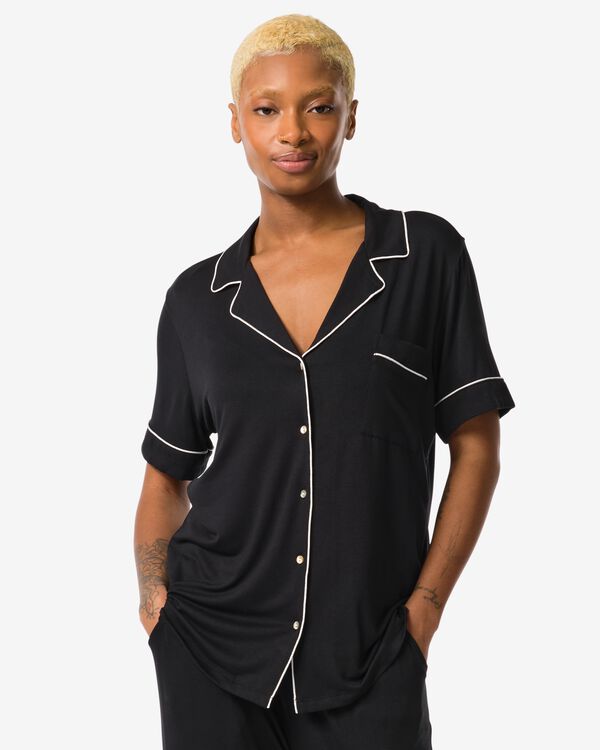 t-shirt de nuit femme viscose noir noir - 23450180BLACK - HEMA